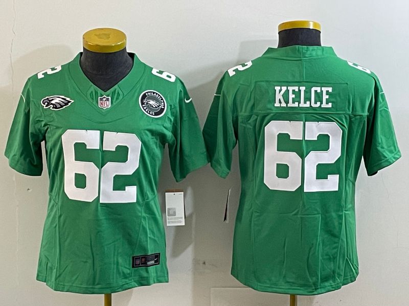 Youth Philadelphia Eagles #62 Kelce Green three generations 2025 Nike Vapor Limited NFL Jersey style 5